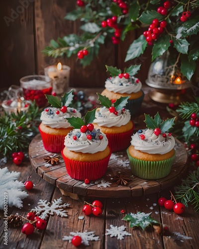 christmas cupcakes on the table