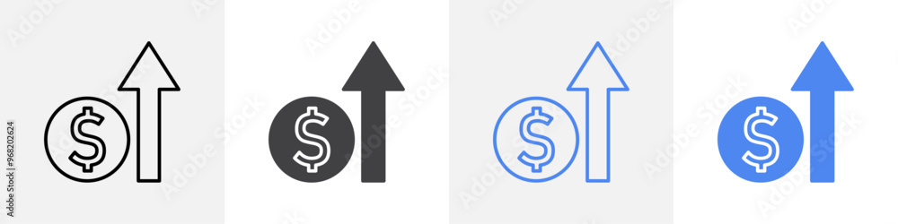 money value increase icon vector set use for web ui or app
