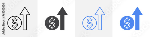 money value increase icon vector set use for web ui or app