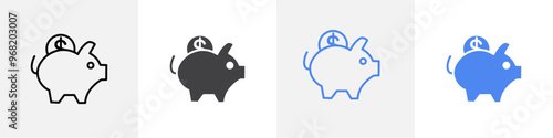 piggy bank icon vector set use for web ui or app