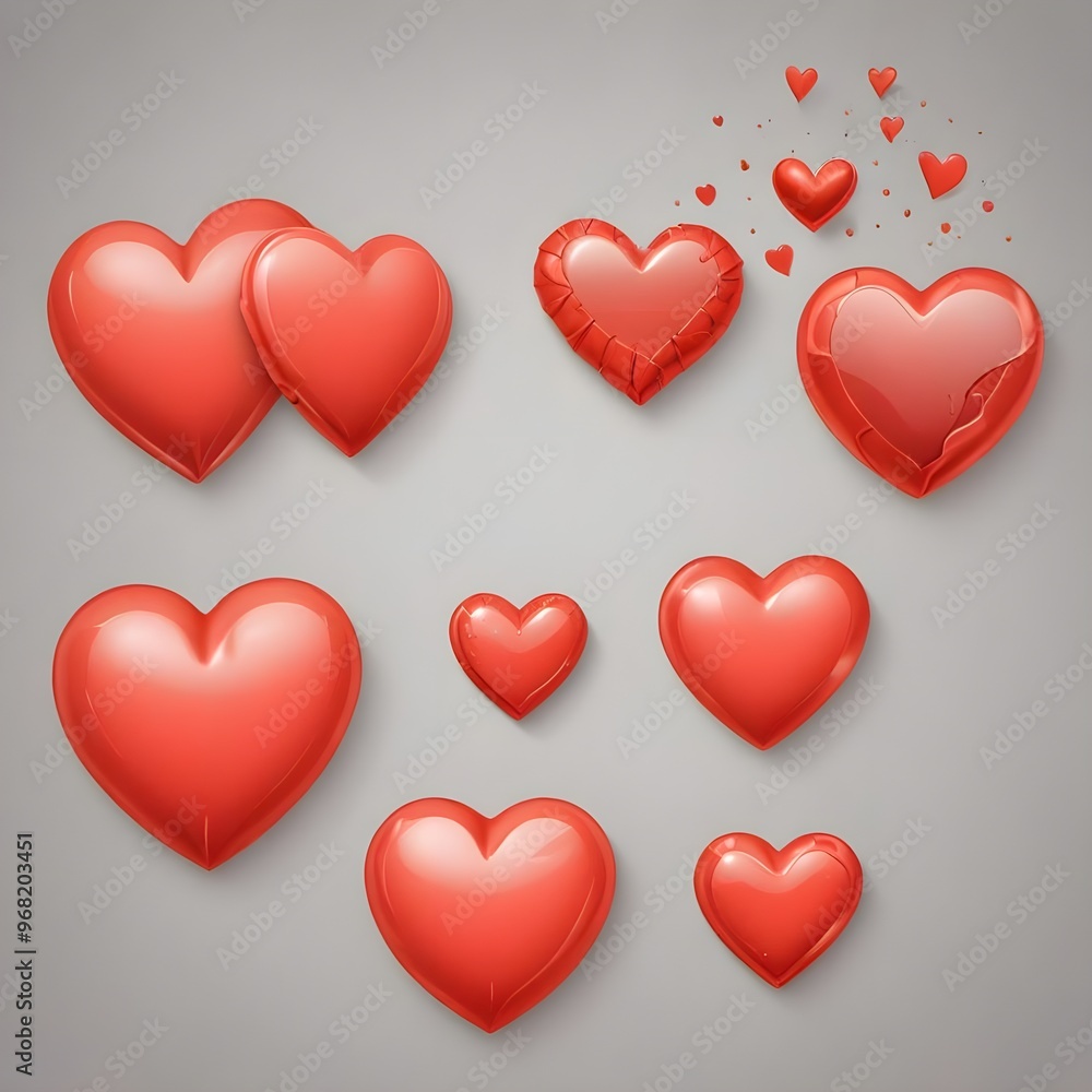 set of red hearts icons set of red hearts icons
