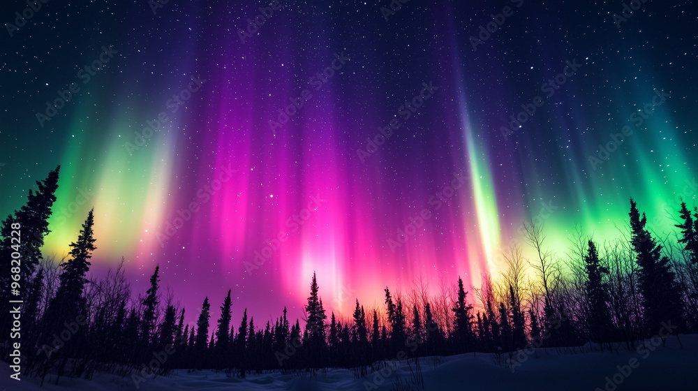 The Aurora Borealis lights up in the Night Sky The Aurora Borealis lights up in the Night Sky