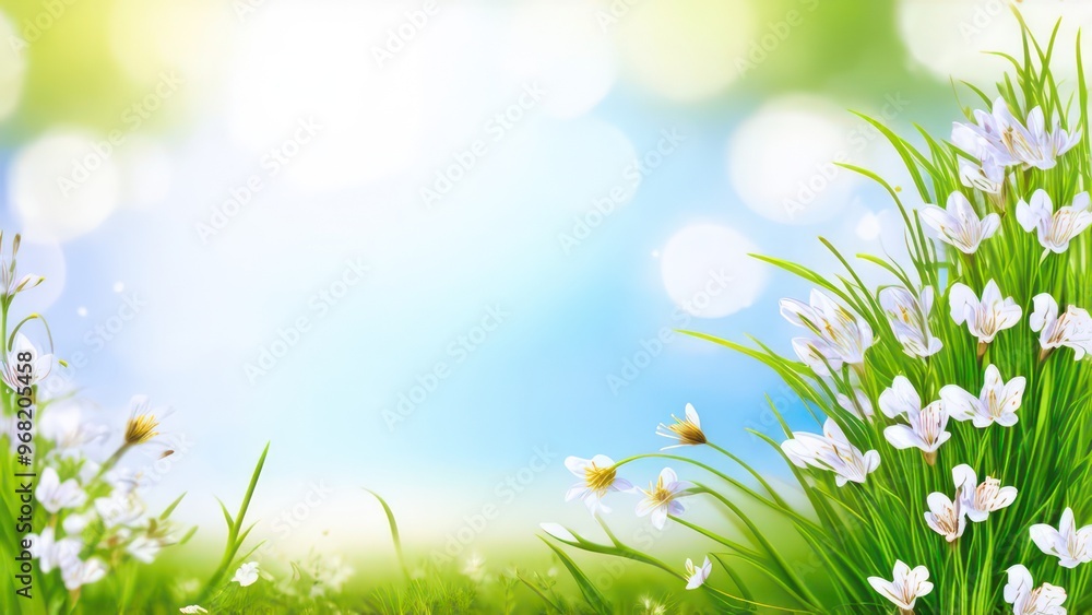 Fototapeta premium Beautiful light background for a greeting card with delicate flowers 