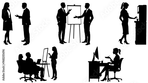 Stylish silhouette set of work