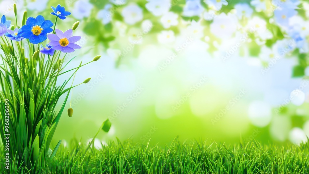 Fototapeta premium Beautiful light background for a greeting card with delicate flowers 