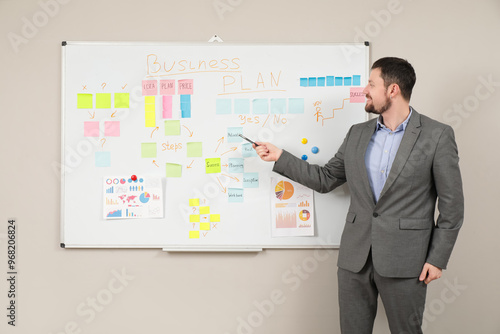 Young man near whiteboard w...