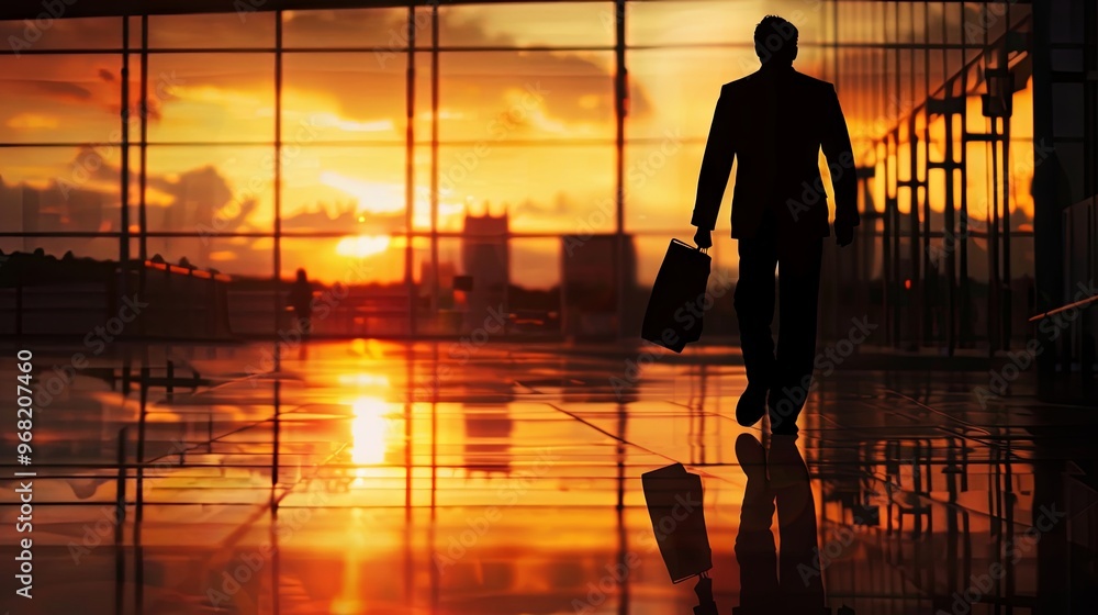 Silhouette of a businessman at sunset Silhouette of a businessman at sunset