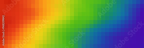 Colorful gradient background, rainbow spectrum pixel mosaic combination of vibrant blue, green, red, orange, yellow.