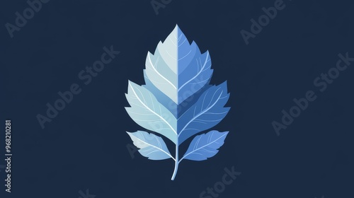 Blue leaf icon representing growth, eco-friendliness, and sustainability. The design highlights environmental responsibility and nature's significance. photo