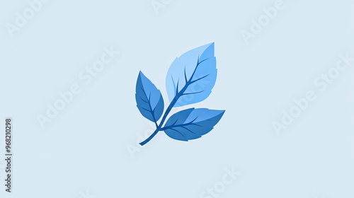 Blue leaf icon representing growth, eco-friendliness, and sustainability. The design highlights environmental responsibility and nature's significance. photo