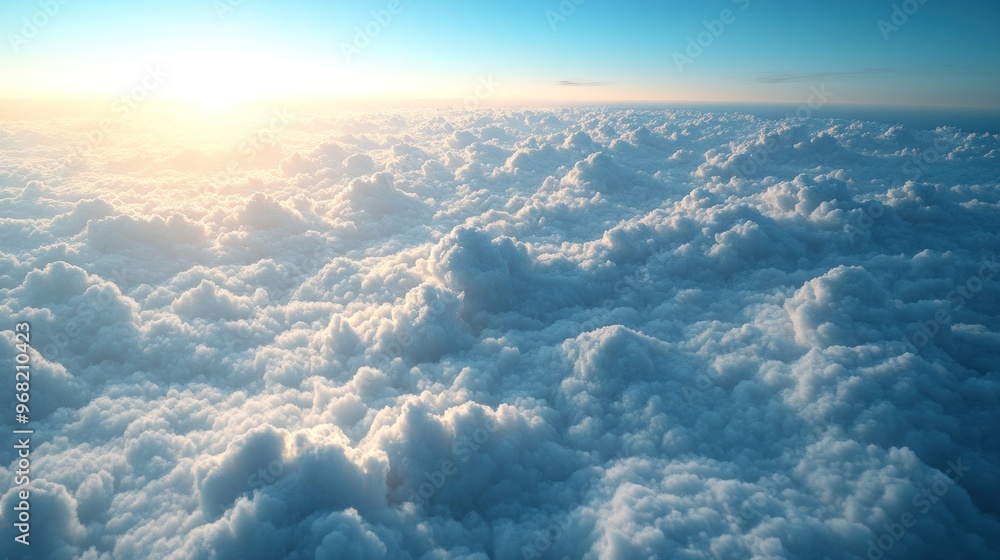 Naklejka premium An Aerial View of Fluffy White Clouds at Sunset