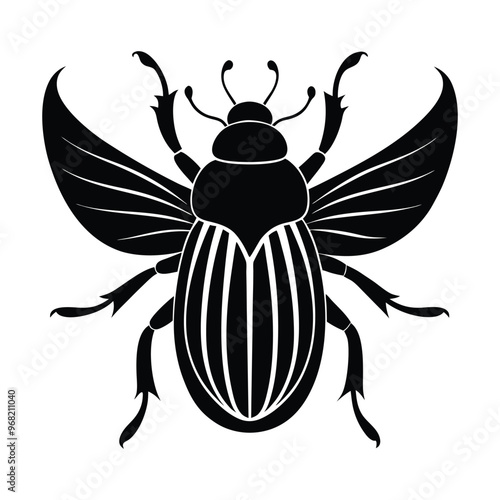 A black and white beetle illustration, Beetle icon Silhouette