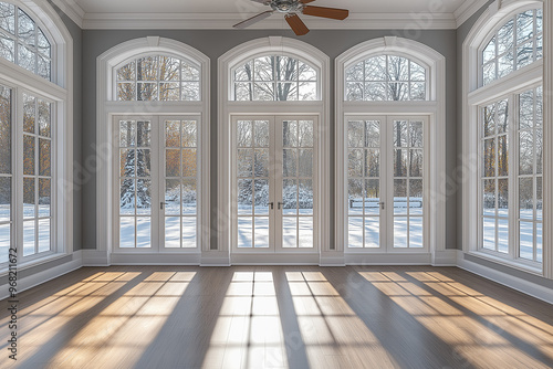 room with windows backdrop