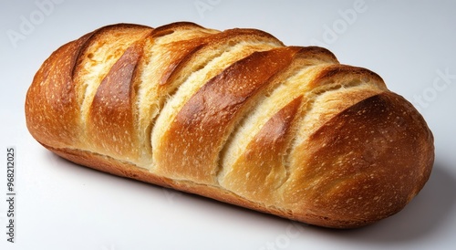 Freshly baked crusty bread loaf with golden-brown crust and soft interior