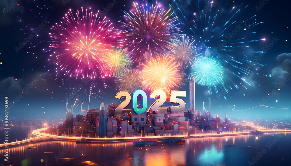 Fototapeta premium new year 2025 concept with fireworks