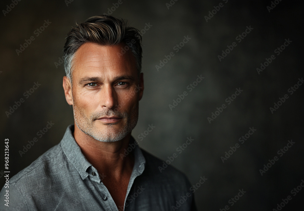 Portrait of Handsome, Intelligent Looking middle-aged Man with a strong jawline Portrait of Handsome, Intelligent Looking middle-aged Man with a strong jawline