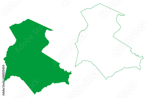 Bujari municipality (Acre state, Municipalities of Brazil, Federative Republic of Brazil) map vector illustration, scribble sketch Bujari map