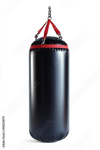 Black punching bag, isolated on white background 