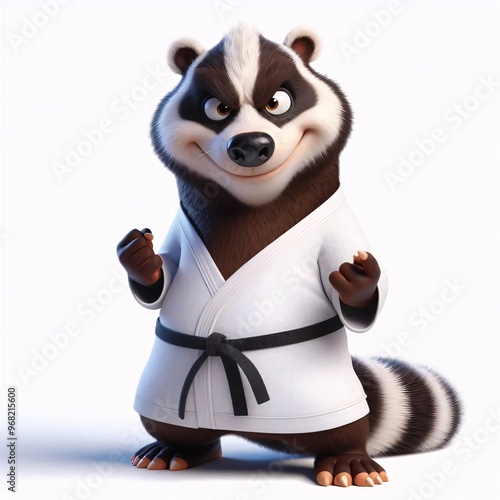 Karate animals on white background
 photo