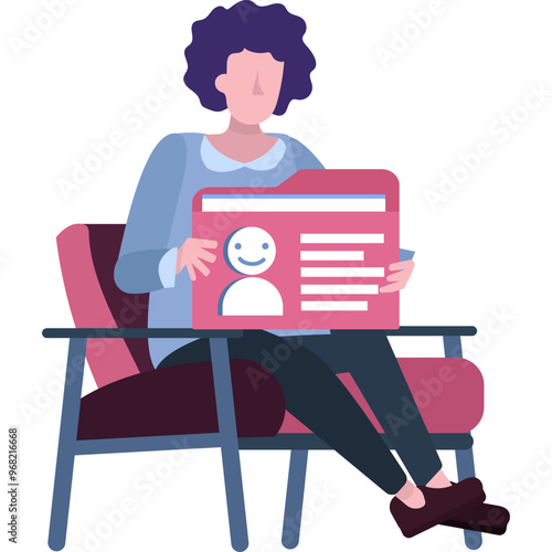 Job interview icon woman wait in queue vector