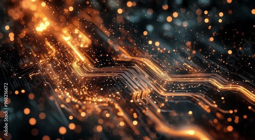 Detailed view of a glowing microchip on a circuit board showcasing advanced t...