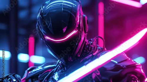 Cyberpunk Samurai: A Digital Warrior in Neon Lights