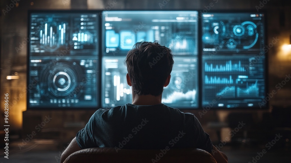 A startup founder reflecting on a failure, with digital screens displaying declined metrics and a futuristic office setting, highlighting the challenges of entrepreneurship A startup founder reflecting on a failure, with digital screens displaying declined metrics and a futuristic office setting, highlighting the challenges of entrepreneurship
