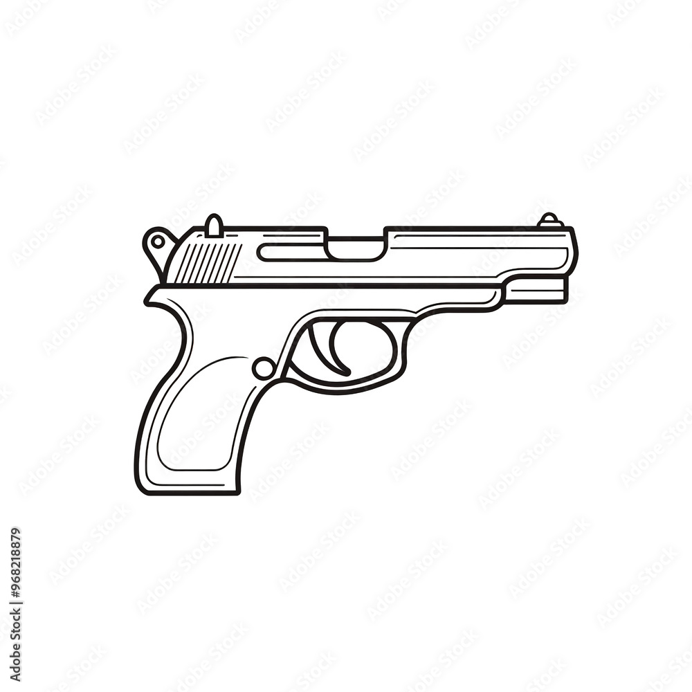 A detailed illustration of a handgun showcasing its design and features for use in various creative projects. transparent background A detailed illustration of a handgun showcasing its design and features for use in various creative projects. transparent background