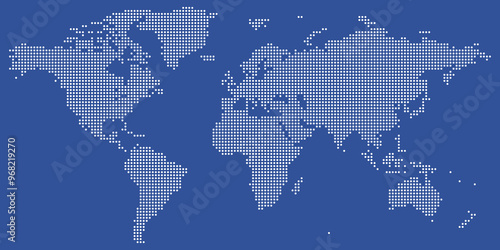 White and blue dotted world map vector