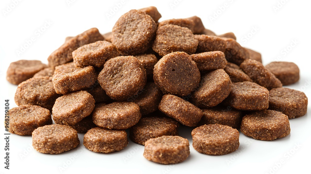 Croquettes for pet, dog or cat, on a white background
Croquettes for pet, dog or cat, on a white background