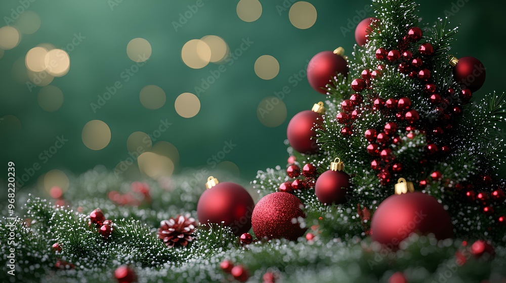 Christmas tree 3d render on a green background, image created with artificial intelligence Christmas tree 3d render on a green background, image created with artificial intelligence