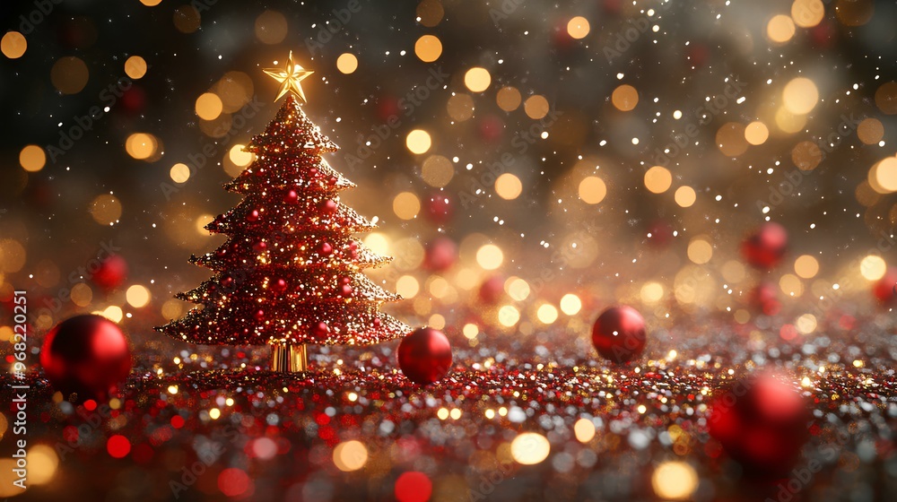 Christmas tree 3d render on a green background, image created with artificial intelligence Christmas tree 3d render on a green background, image created with artificial intelligence