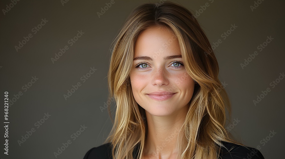 Obraz premium Happy businesswoman smiling and working