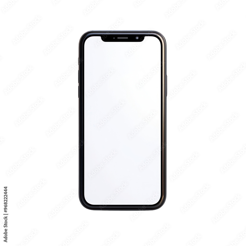 A modern smartphone with a blank screen, ideal for showcasing mobile applications or advertising. transparent background A modern smartphone with a blank screen, ideal for showcasing mobile applications or advertising. transparent background