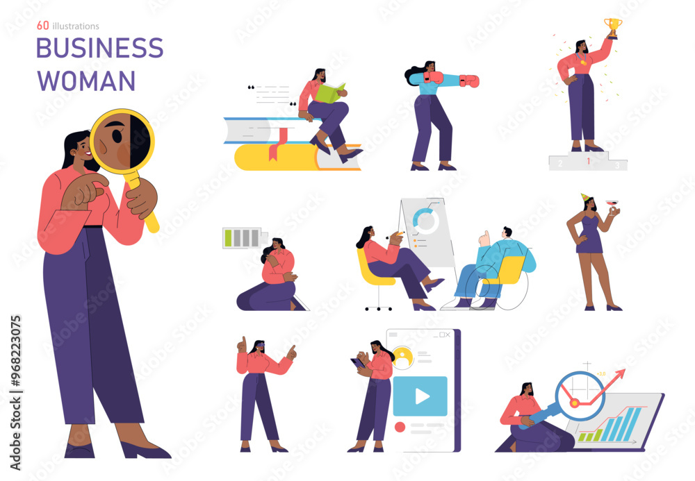 Fototapeta premium business woman. Flat Vector Illustration