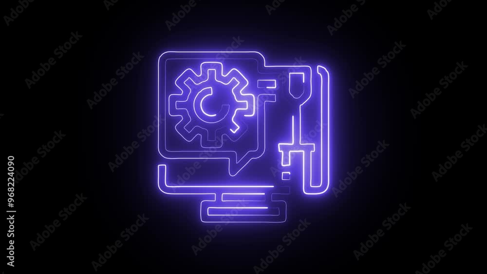 Glowing neon line Setting icon isolated on black background. HD Video motion graphic animation Glowing neon line Setting icon isolated on black background. HD Video motion graphic animation