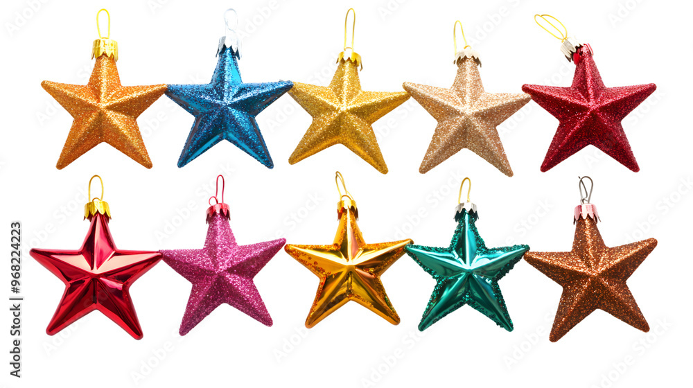 Obraz premium Collection of Christmas stars decorations, isolated on white background
