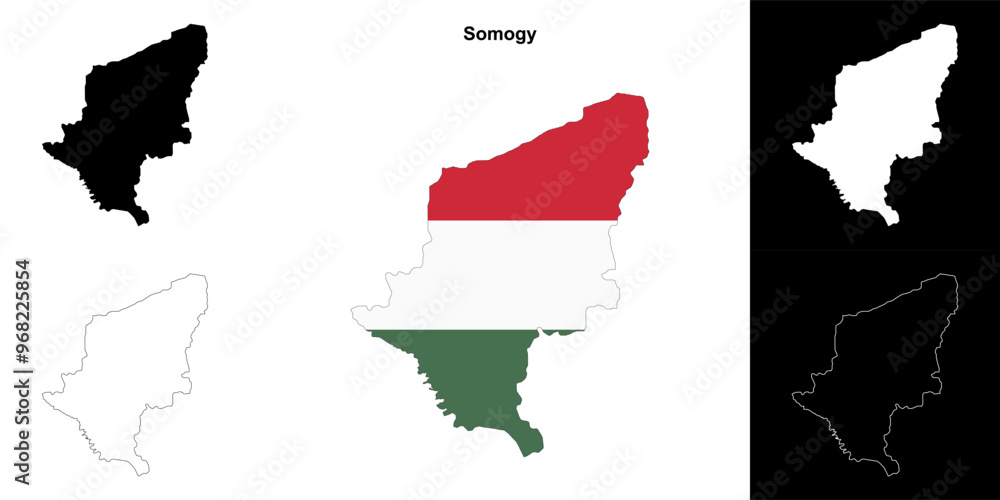 Fototapeta premium Somogy county outline map set