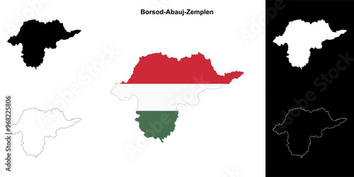 Borsod-Abauj-Zemplen county outline map set photo