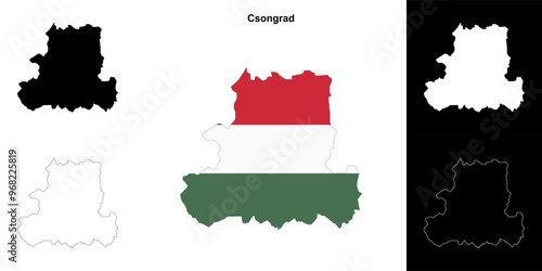 Csongrad county outline map set