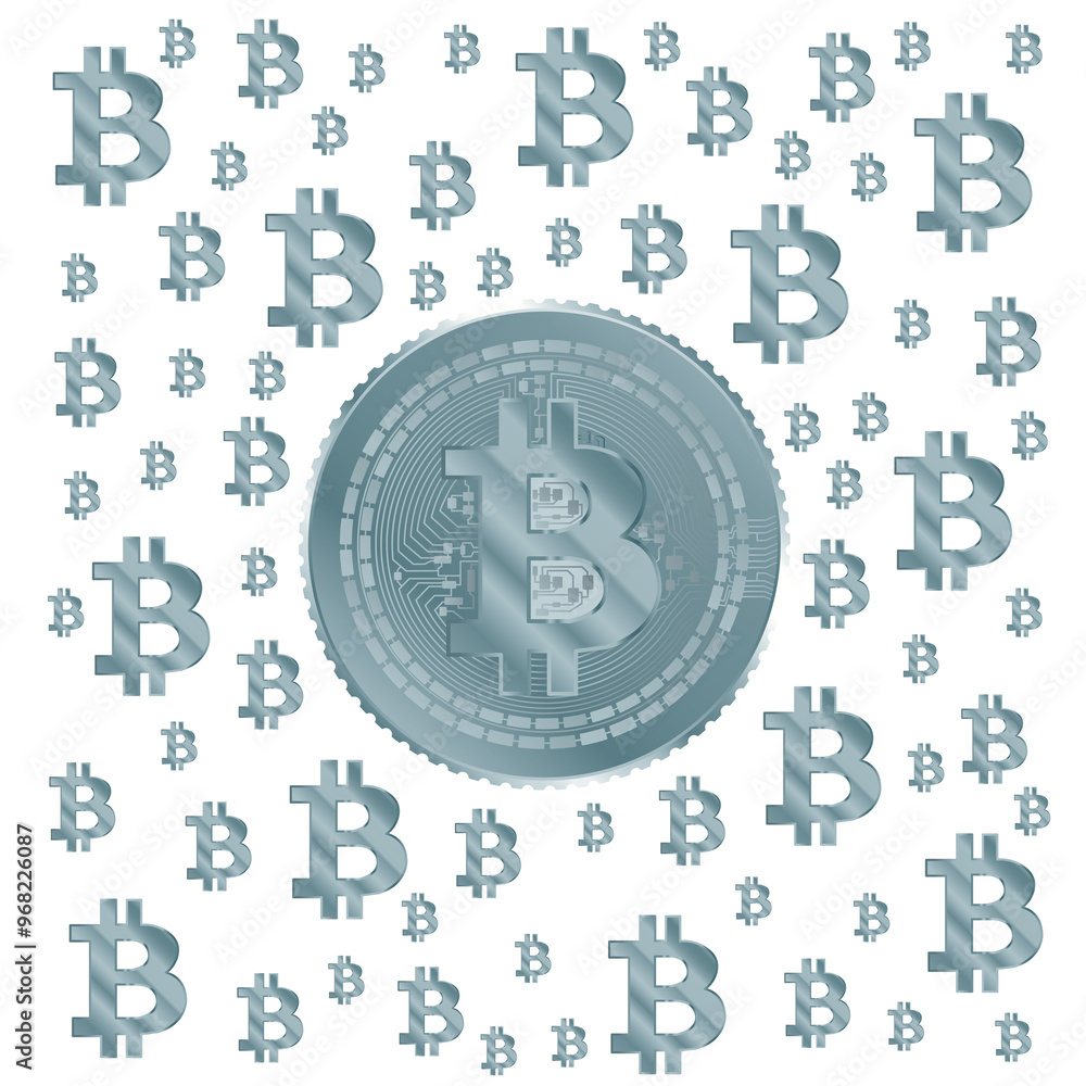 Obraz premium Bitcoin Light Blue Pattern