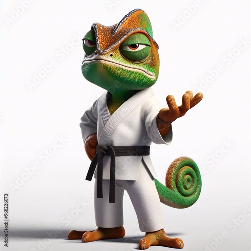 Karate animals on white background
 photo