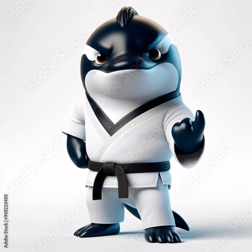 Karate animals on white background
 photo