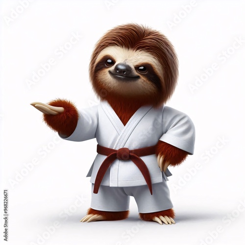 Karate animals on white background
 photo