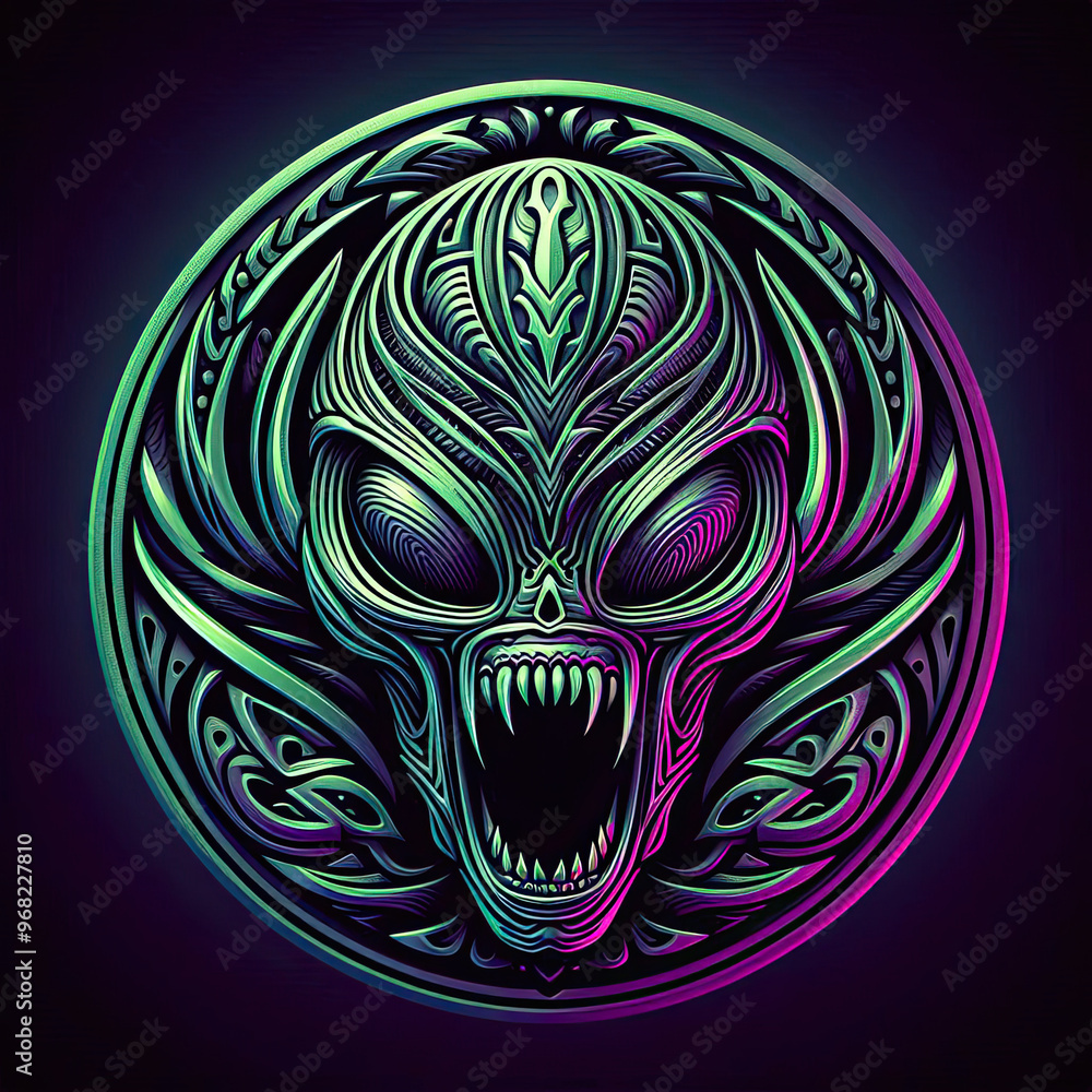 Alien creature logo with 3d illustration style Alien creature logo with 3d illustration style