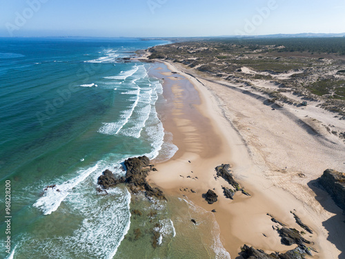 Praia de Malhao wild beach in nature park, Portugal photo