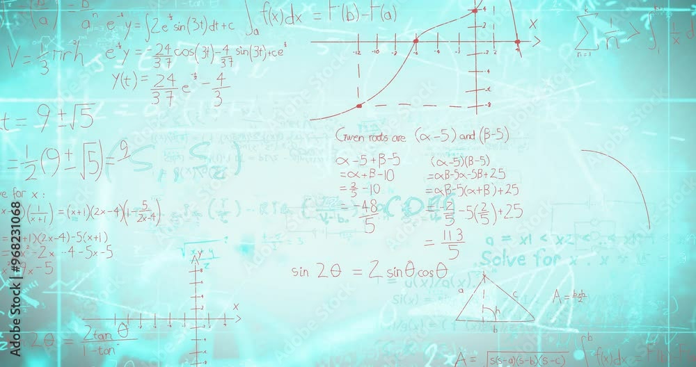 Animation of mathematical equations on white background Animation of mathematical equations on white background
