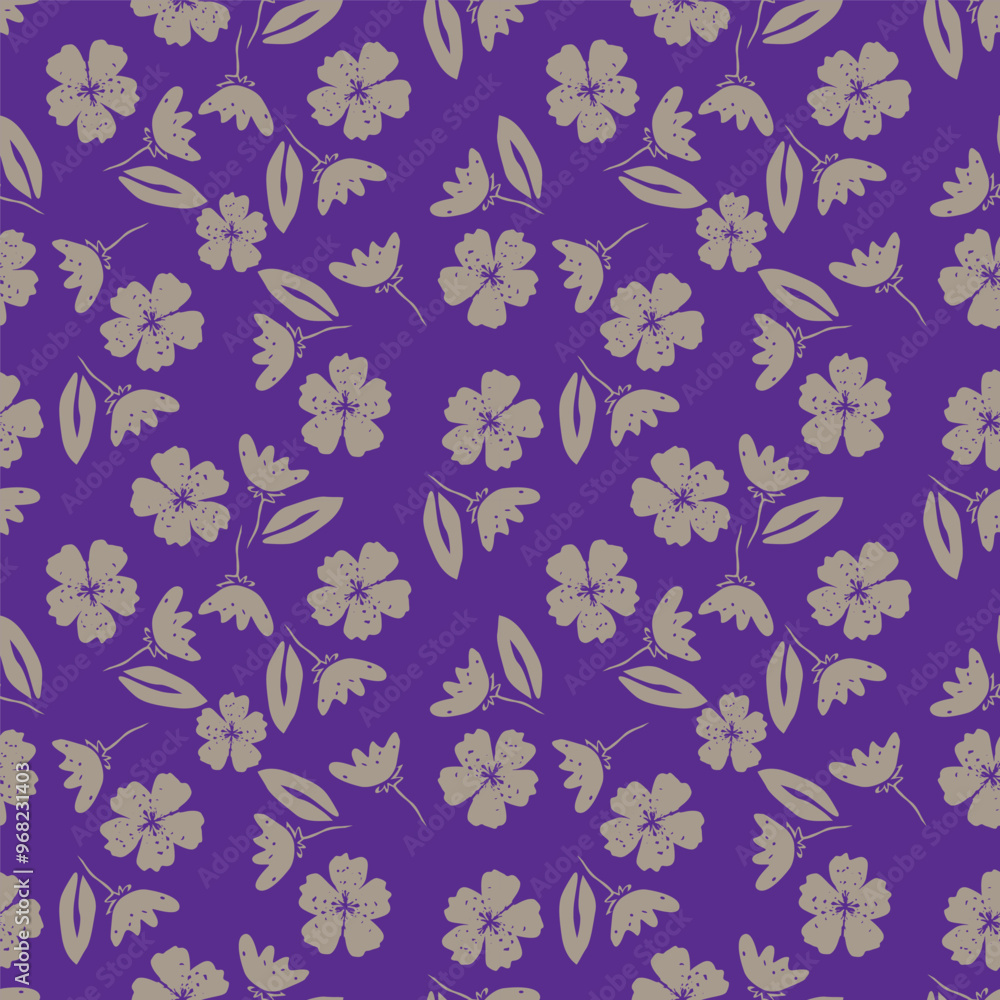 Flowers seamless pattern. vector illustration. Abstract flowers, floral vector with leaves Flowers seamless pattern. vector illustration. Abstract flowers, floral vector with leaves