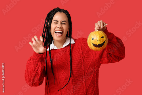 Excited young woman with br...