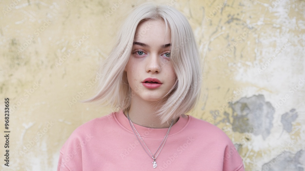 Portrait of a girl in a pink sweater Portrait of a girl in a pink sweater
